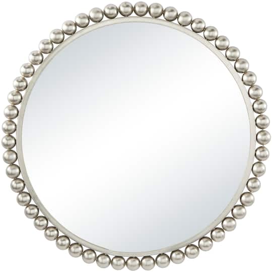 CosmoLiving by Cosmopolitan Silver Metal Wall Mirror with Bead Detailing 36" x 1" x 36"